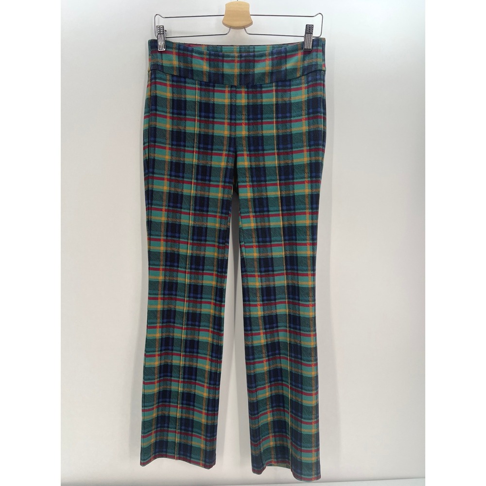 J. Mclaughlin Women S Multi Color Plaid Straight Leg Stretch Dress Pants